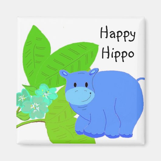 Grazing Happy Hippo Magneet (Voorkant)