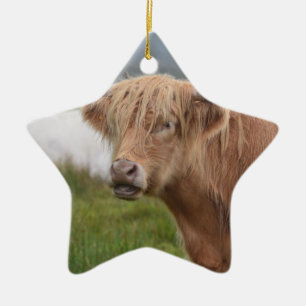 Grazing Hoogland Cow Keramisch Ornament