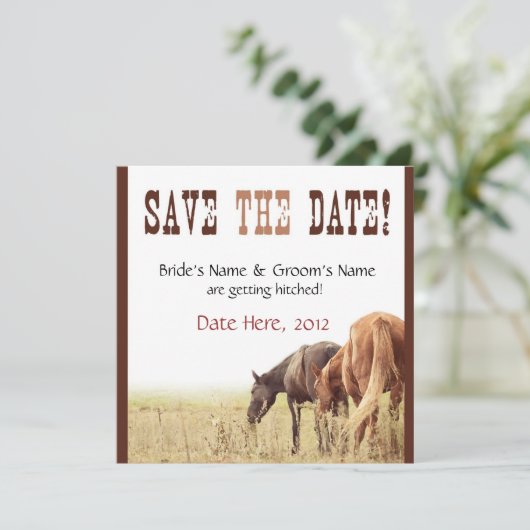 Grazing Horses - Trouw Uitnodiging (Staand voorkant)