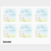 Grazing Lamb waterverf baby shower Bookplate Vierkante Sticker (Vel)