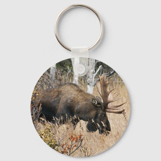 Grazing Moose Sleutelhanger (Voorkant)