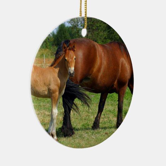 Grazing Paardenfamilie Keramisch Ornament (Rechts)
