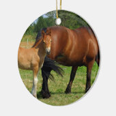 Grazing Paardenfamilie Keramisch Ornament (Links)
