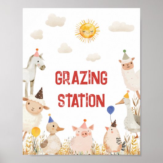 Grazing Station Boerderij Birthday Sign Poster (Voorkant)