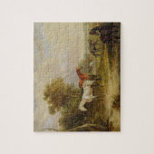 Grazing van paarden: Een grijze Stallion met Mares Legpuzzel (Verticaal)