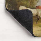 Grazing van paarden: Een grijze Stallion met Mares Muismat (Hoek)