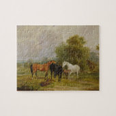 Grazing van paarden: Mares and Foals in a Field (o Legpuzzel (Horizontaal)