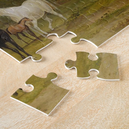 Grazing van paarden: Mares and Foals in a Field (o Legpuzzel (Zijkant)