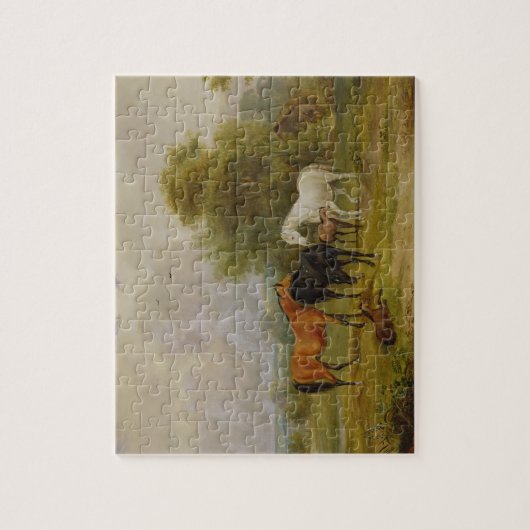 Grazing van paarden: Mares and Foals in a Field (o Legpuzzel (Verticaal)