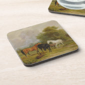 Grazing van paarden: Mares and Foals in a Field (o Onderzetter (Linkerzijde)