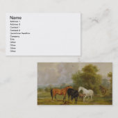 Grazing van paarden: Mares and Foals in a Field (o Visitekaartje (Voorkant / Achterkant)