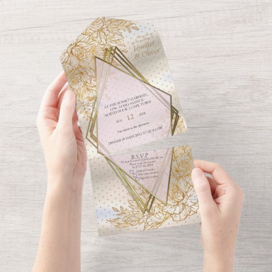 Gream Gold Splender All In One Uitnodiging (Afscheurbaar)