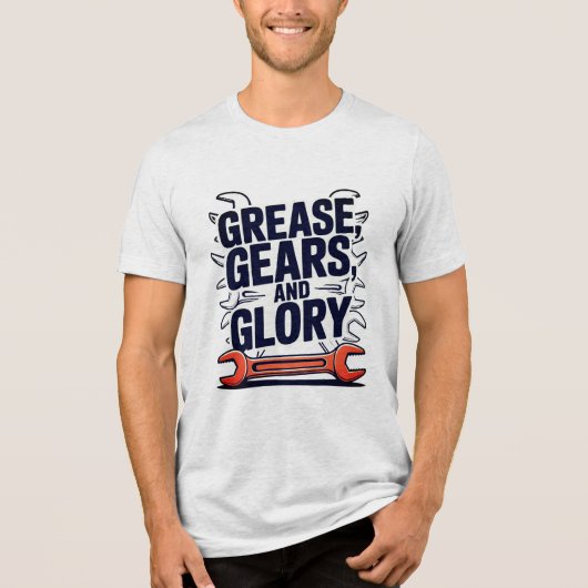 Grease Gears Glory Multi Wrench Mechanic Design Tri-Blend Shirt (Voorkant)