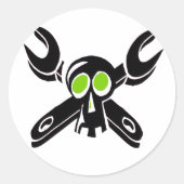 Grease Monkey Boy Ronde Sticker (Voorkant)