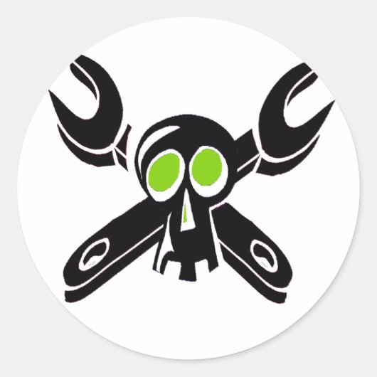 Grease Monkey Boy Ronde Sticker (Voorkant)