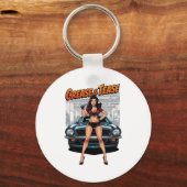 Grease & Tease – Hot Rod Pin-Up Girl Sleutelhanger (Voorkant)