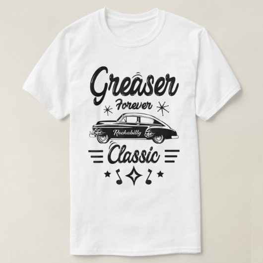 Greaser Rockabilly Classic Car Design T-shirt (Design voorkant)