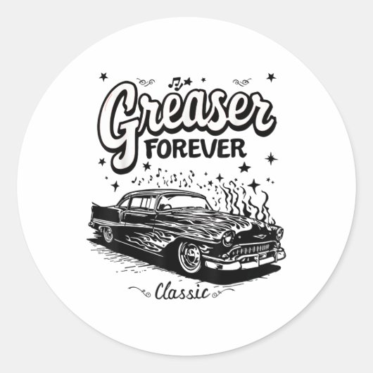 Greaser Ronde Sticker (Voorkant)