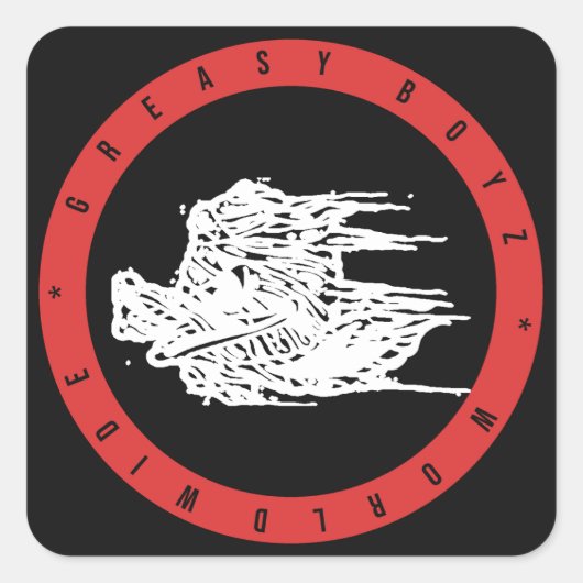 Greasy Boyz Worldwide Embleem Badge Vierkante Sticker (Voorkant)