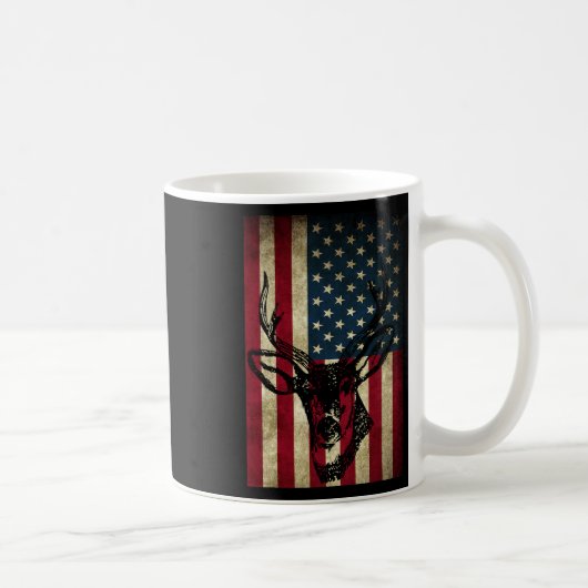 Great American Flag Patriotic Deer Hunting Gift Koffiemok (Rechts)