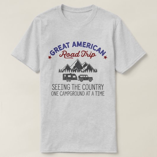 Great American Road Trip T-shirt, RV Camping Shirt (Design voorkant)
