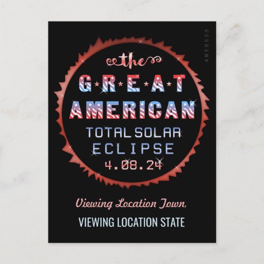 Great American Total Solar Eclipse 8 april 2024 Briefkaart (Voorkant)
