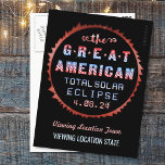 Great American Total Solar Eclipse 8 april 2024 Briefkaart<br><div class="desc">Op 8 april 2024 zal een totale zonsverduistering zichtbaar zijn in een groot deel van de Verenigde Staten - ook wel bekend als de "Great American Solar Eclipse". Dit ontwerp heeft een contour van de eclips met de woorden: "The Great American Total Solar Eclipse 4.08.24." Het is gemaakt in alle...</div>