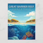 Great Barrier Reef Australia Coral Sea Travel Briefkaart (Voorkant)