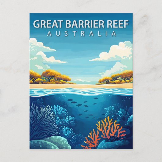 Great Barrier Reef Australia Travel Briefkaart (Voorkant)