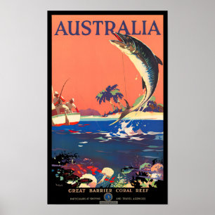 Great Barrier Reef Australia vintage Poster