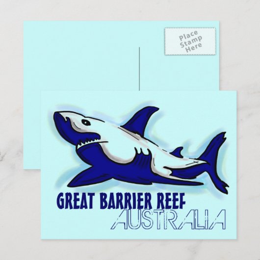 Great Barrier Reef Australië blauw haai briefkaart (Voorkant / Achterkant)