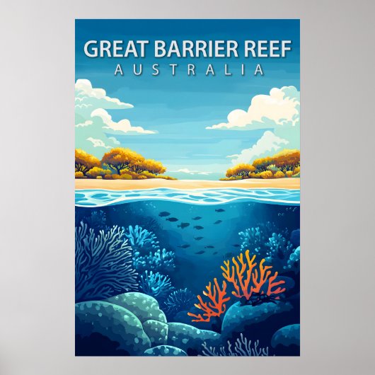 Great Barrier Reef Australië Koraalzee Reizen Poster (Voorkant)