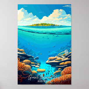 Great Barrier Reef Australië reisillustratie Poster
