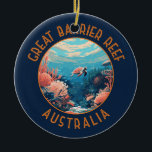 Great Barrier Reef Australië Retro Verstrekte Kuns Keramisch Ornament<br><div class="desc">Great Barrier Reef in een vectorkunststijl. Het Great Barrier Reef is het grootste koraalrif ter wereld,  bestaande uit meer dan 2900 individuele riffen en 900 eilanden.</div>
