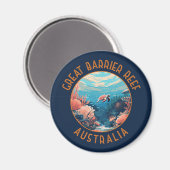 Great Barrier Reef Australië Retro Verstrekte Kuns Magneet (Voorkant / Achterkant)
