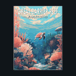 Great Barrier Reef Australië Travel Art Vintage Briefkaart<br><div class="desc">Great Barrier Reef in een vectorkunststijl. Het Great Barrier Reef is het grootste koraalrif ter wereld,  bestaande uit meer dan 2900 individuele riffen en 900 eilanden.</div>