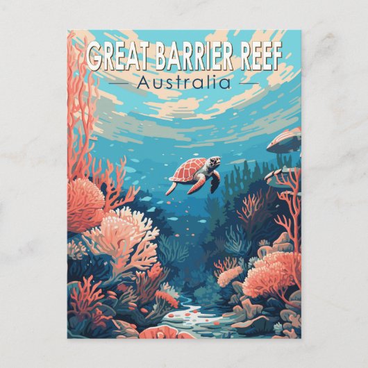 Great Barrier Reef Australië Travel Art Vintage Briefkaart (Voorkant)