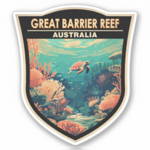 Great Barrier Reef Australië Travel Art Vintage Sticker