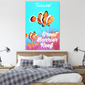 Great Barrier Reef Clown fish cartoon poster Canvas Afdruk (Insitu (Slaapkamer))