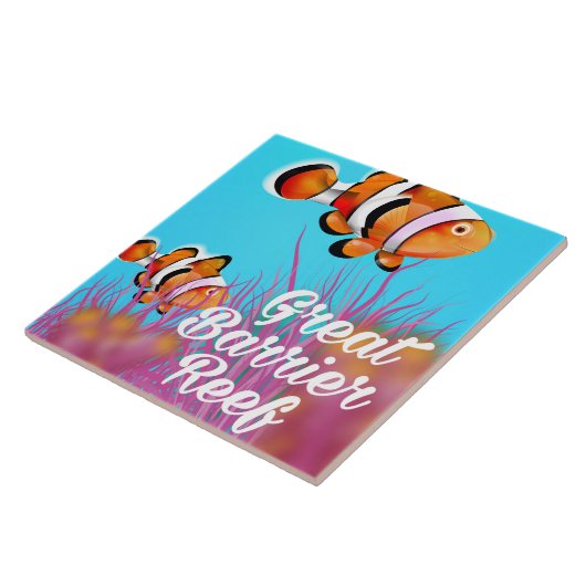 Great Barrier Reef Clown fish cartoon poster Tegeltje (Zijkant)