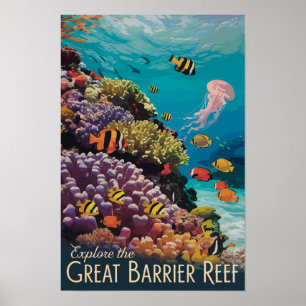 Great Barrier Reef Queensland Reis Kunst Vintage Poster