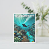 Great Barrier Reef Scuba Diver Briefkaart (Staand voorkant)