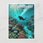 Great Barrier Reef Scuba Diver Briefkaart (Voorkant)