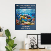 Great Barrier Reef Sea Turtle Poster (Thuiskantoor)