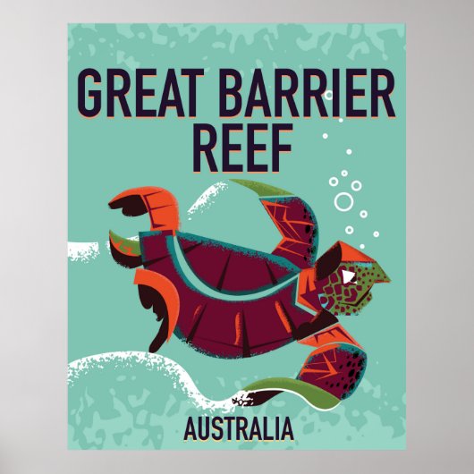 Great Barrier Reef vintage-poster. Poster (Voorkant)