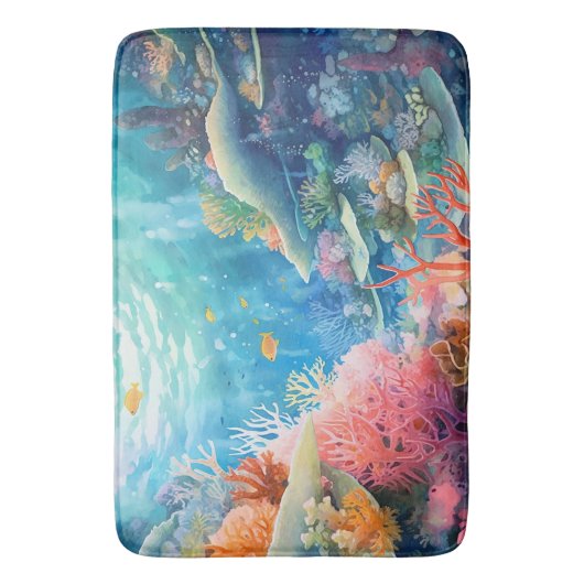 Great Barrier Reef Waterverf Badmat (Voorkant Verticaal)