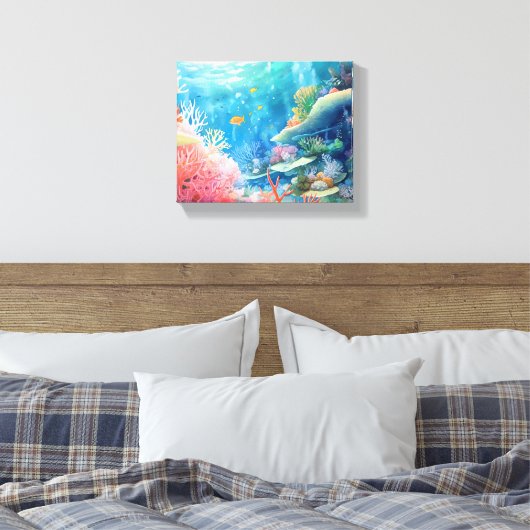 Great Barrier Reef Waterverf Canvas Afdruk (Insitu (Slaapkamer))