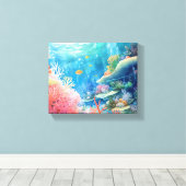 Great Barrier Reef Waterverf Canvas Afdruk (Insitu (Houten vloer))
