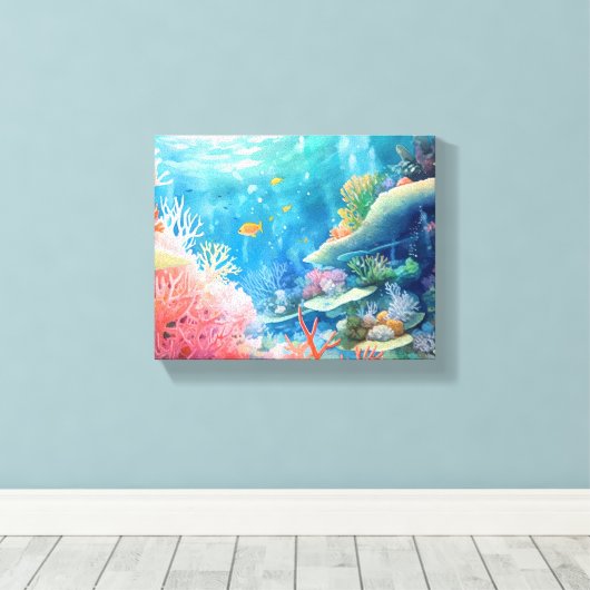 Great Barrier Reef Waterverf Canvas Afdruk (Insitu (Houten vloer))
