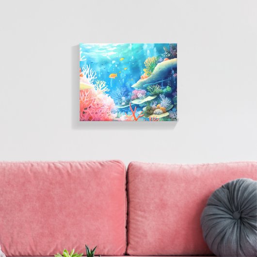 Great Barrier Reef Waterverf Canvas Afdruk (Insitu (Woonkamer))
